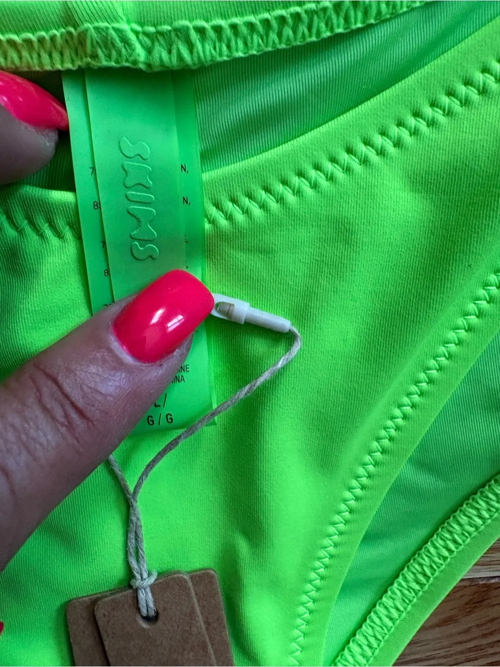 SKIMSS trapless  Recycled Swim  Monokini (Neon Green)Large New With Tags